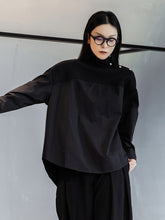 Loose High Neck Stitching Mid-Length Shirt